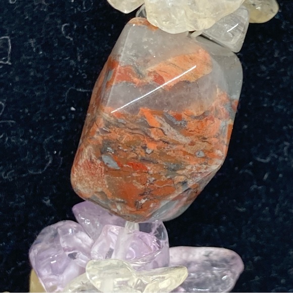 Multistrand Semiprecious Stone Necklace With Freshwater Pearls Toggle Clasp - Picture 6 of 11